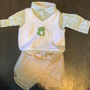 Janie and jack layette Easter outfit frog vest